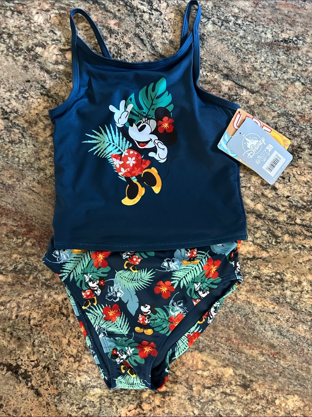 Disney Girls Navy Minnie Mouse Tropical Two-Piece Bikini 5/6